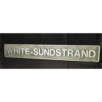 Weißes Sundstrand Schild, Vintage Werbeschild, Weiße Wemaschine, Weißer Sundstrand, Wemaschine Werbeschild von TheOldGrainery