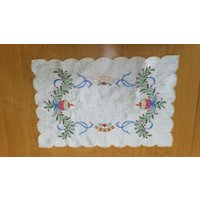Maßgeschneiderte Abdeckung/Bestickte Tischdecke Hochzeit Rechteckige Decke Weiße Rustikale Küche Dekor von TheOldTimeTreasures