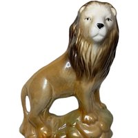 Vintage Große Keramik Lusterware Lion Figur Made in Brasilien Mid Century Mcm von TheOpShopTreasures