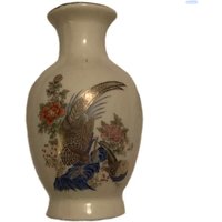 Vintage Miniature White Miyako Japan Vase Mit Blumen Und Fasanen von TheOpShopTreasures