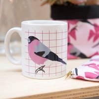 stierfink Druck Becher - Illustriertbecher Gedruckt Tier Teebecher Kaffeebecher Vogel-Illustration Siebdruck Vogel-Becher von TheOwleryPrints