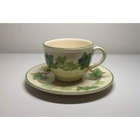 Vintage Efeublätter Franziskaner Keramik Teetasse Und Untertasse Made in Usa von ThePJCompany