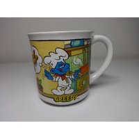 Vintage Keramik Kollektionen 1982 Wallace Berry & Co. Schlumpf Gierige Kaffeetasse von ThePJCompany