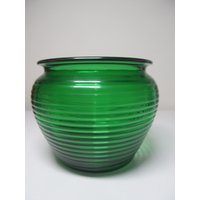 Vintage National Potteries Hoosier Cleveland Ohio Green Wide Top Gerippte Vase von ThePJCompany