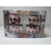 Vintage Publix Mama Claus Und Weihnachtsmann Weihnachtsserviette Ringe Set Von 4 Sammlerstücken von ThePJCompany