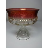 Vintage Tiffin Kings Crown Thumbprint Rubinrote Dessertbecher von ThePJCompany