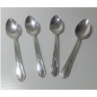 Vintage Wm A. Rogers A1 Plus Oneida Ltd Versilbertes Meadowbrook Heather Muster Teelöffel Set Von Vier | 4 von ThePJCompany
