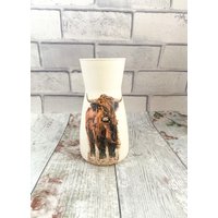 Highland Kuh Vase, Geschenke, Wohnkultur, Braune Bauernhaus Vase Für Blumen, Creme Tier von ThePaintedGiraffeUK