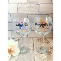 Personalisierte Gin Gläser, Glas Mit Namen, Geburtstag Glas, Name Geschenk, Custom Initial von ThePaintedGiraffeUK