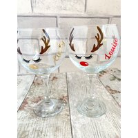 Personalisiertes Weihnachtsglas, Rentier-Weinglas, Weihnachtstrinkgläser, Wichtelgeschenk Für Frauen, Wichteln Gin Personalisiertes Weihnachtsglas, Rentier-Weinglas, Weihnachtstrinkgläser, Wichtelgeschenk Für Frauen, Wichteln Gin von ThePaintedGiraffeUK