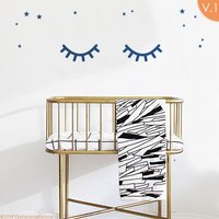 Wandtattoo Mit Schlafaugen Und Sternen Baby Kinderzimmer Deko von ThePatternsFactory