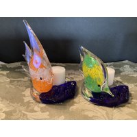 1 Paar Fisch-Teelichthalter Aus Glas von ThePeacockButterfly