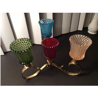 Runder Messing Kerzenhalter Mit Bunten Votivkerzen Runder Messing Kerzenhalter Mit Bunten Votivkerzen von ThePeacockButterfly
