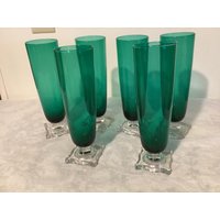 Wunderschönes Set Aus 6 Antiken Seneca Slim Jim Pilsner Biergläser, Smaragdgrün Wunderschönes Set Aus 6 Antiken Seneca Slim Jim Pilsner Biergläser, Smaragdgrün von ThePeacockButterfly