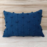 Blaue Handwebstuhl Gewebte Grobstrick Schleifen Natürliche Baumwolle Hand Gefärbt Kissenbezug Boho Strukturierter von ThePerfectCraftman