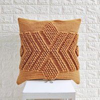 Chunky Loops Handgewebte Wolle 20x20 Zoll Dekorativer Dekokissenbezug Hand Loom Kissenbezug Tiefes Senfgelb von ThePerfectCraftman