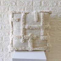 Elfenbein/Creme/Off Weiß Abstrakt Besticktes Tufted Kissen 18x18 , 20x20 22x22 24x24 Zoll Boho Deko Kissenbezug von ThePerfectCraftman