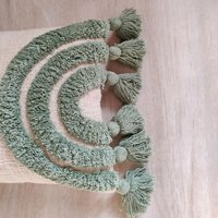 Elfenbein & Salbeigrün Boho Strukturierte 100% Baumwolle Dekokissen Fall Bestickt Tufting 14x20 Kissenbezug Dekorative Handgefertigte von ThePerfectCraftman