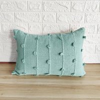 Himmelblau Handwebstuhl Gewebte Grobstrick Schleifen Natürliche Baumwolle Handgefärbt Kissenbezug Boho Texturierter von ThePerfectCraftman