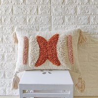 Bestickter Lendenwirbel-Kissenbezug Aus Baumwolle Rust Orange Boho | 12x20/14x20 Kissenbezug von ThePerfectCraftman