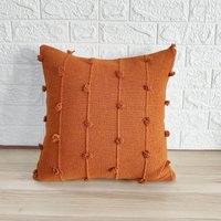Rost Orange Handloom Gewebte Grobstrick Loops Natürlicher Baumwolle Handgefärbt Kissenbezug Boho Texturiert 18x18, 22x22 von ThePerfectCraftman