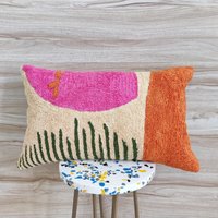 Rost Orange & Multi Farbe Crewel Gestickt Boho Strukturierter Kissenbezug 12x20, 14x20 Dekorativer Handgemachter von ThePerfectCraftman