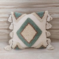 Salbei Grün & Beige Elfenbein Multi Farbe Baumwolle Hand Gestickt Tufted 18x18 20x20 Dekorative Kissenbezug Boho Textured Dekokissen Fall von ThePerfectCraftman