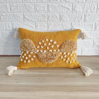 Senfgelbe Und Elfenbein-Baumwolle Bestickte Getuftete Texturierte Kissenbezug 12x20 | 14x20 14x24 16x24 Boho von ThePerfectCraftman