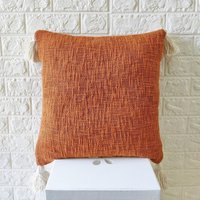 Superweiche, Solide Texturierte Gebrannte Orange 100% Rohbaumwolle Handgefärbt 18x18 | 20x20 22x22 60x61 cm Boho Strukturkissenbezug von ThePerfectCraftman