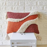 Terrakotta Rotbraun & Elfenbein 100% Rohbaumwolle Applikation Bestickt Getuftet Texturierter Kissenbezug 14x20, 12x20, 18x18 Boho Dekokissen Fall von ThePerfectCraftman