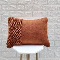 Tief Orange Rost Grobstrick Schlaufen Handgewebt 100% Wolle 12x20, 14x20, 16x16, 18x18, 20x20 Zoll Dekorativer Kissenbezug von ThePerfectCraftman