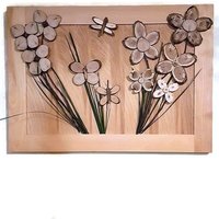 3D-Holz-Wand-Kunst | Ein Von Einer Art Gerahmt Holz Blume Schmetterling, Libelle Zweigscheibe Vergiss-Mich-Nots Einzigartige Rustikale Mod von ThePetrifliedWood