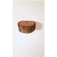 Live Edge Scheit Wandlampen Set Mit Schlüsselloch-Aufhänger | Kerzenbild-Regal Holz-Wandleuchter Schwebende Baumscheibe Holzregale Rustikaler von ThePetrifliedWood