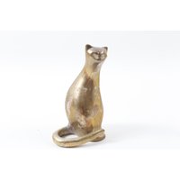 Messing Katze Briefbeschwerer Statue Gold Goldene Metallic Figur Statuette Tier Wohndekor, Vintage ~ 20-01-784 von ThePinkRoom