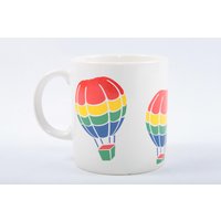 Regenbogen Heißluftballon Kaffeetasse 1980Er 80Er Jahre Tasse Keramik Porzellan Weiß Trinkbecher Geschenk, Sammlerstück ~ 20-01-108 20-01-784 von ThePinkRoom