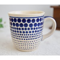 Boleslawiec Polish Pottery Polka Dot Handbemalte Teetasse 13 Unzen Made in Poland von ThePotteryValley