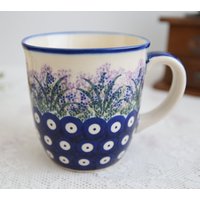 Boleslawiec Polish Pottery Polka Dot Handbemalte Teetasse 13 Unzen Made in Poland von ThePotteryValley