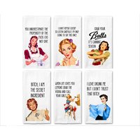 Retro Sassy Ii -6 Pack|Lustiges Handtuch|Humor Für Erwachsene|Housewarming Geschenk|Küchentuch|Handtuch Bündel von ThePottyMouthPixie