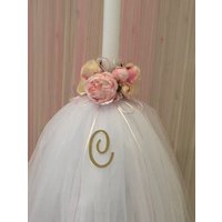 Taufkerze Taufkerze Tüll & Pfingstrose Taufkerze Taufkerze Tüll & Pfingstrose von ThePrintedLoveCo