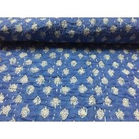 Blauer Handgedruckter Kantha Quilt, Tagesdecke, Vintage Bettdecke, Handgemachter Quilt von TheQuiltTreasures