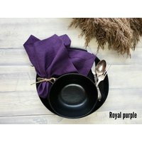 Lila Leinen Servietten Set, Lavendel Violett Staubrosa Stonewashed Mit Breitem Rand Auf Gehrung Geschnittene Ecken, Hochzeitsservietten von TheRawLinen