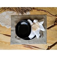 Rohes Leinen Tischset Mit Breitem Saum Und Abgerundeten Ecken, Schweres Im Vintage Look von TheRawLinen