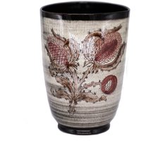 Handgefertigte Mid Century Keramik Vase Von Lanz Gwatt, Schweiz Mit Disteln Und Einem Schmetterling von TheRickmannGallery