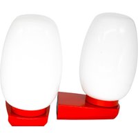 Paar Vintage 1970Er Jahre Rote Wandlampen Mit Weißen Glasschirmen von TheRickmannGallery