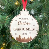 Erste Weihnachten Personalisiert Ornament Tannenbäume Schneeflocke Unsere Erste Als Mr Und Mrs von TheRomansShop