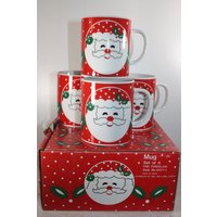 Weihnachtsmann-Tassen, Neu in Der Schachtel, Aus Dem Kaufhaus Lazarus, Vier Weihnachtstrinkgefäße, Weihnachtsmilch Und -Kekse, Kindertasse Weihnachtsmann-Tassen, Neu in Der Schachtel, Aus Dem Kaufhaus Lazarus, Vier Weihnachtstrinkgefäße, Weihnachtsmilch Und -Kekse, Kindertasse von TheScoutGirls