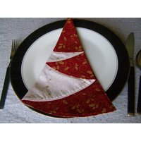 Weihnachtsbaum-Servietten Burgund Creme Gold 2Er-Set von TheScrapBasket