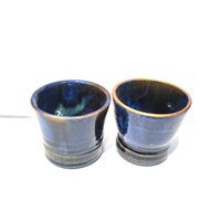 2Er-Set Selbstbewässernde Keramik-Blumentöpfe - Tiefblaue Glasur von TheShardSide