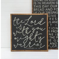 Der Herr Ist Mit Ihnen Mighty Krieger Gerahmt Holz Kinderzimmer Zeichen Dekor Schlafzimmer von TheShedInteriors