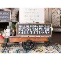 Hello Hi Howdy Anrede Gerahmtes Holzschild Foyerdekor Eingangsbereich Zeichen von TheShedInteriors